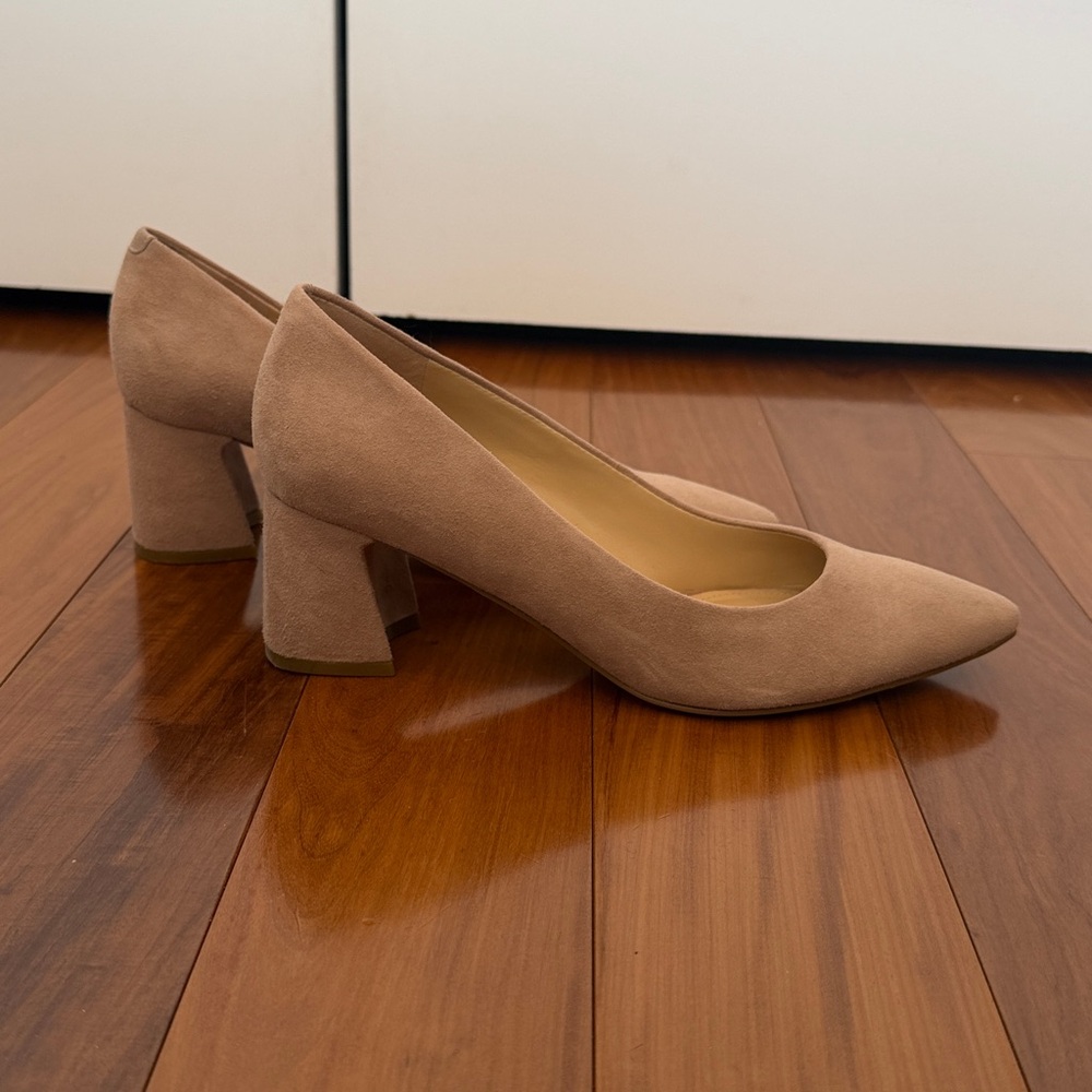 Marc Fisher Tan Suede Pointed-Toe Pumps - Picture 3 of 5